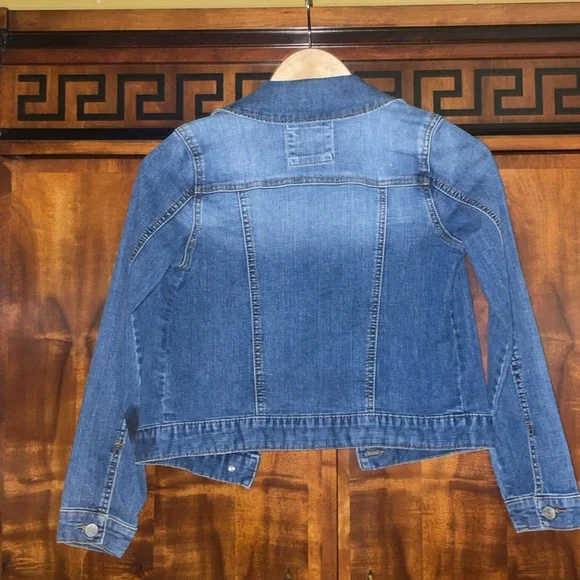 Mudd Girls Blue Denim Jean Jacket Size 14 Kids Fall Winter Y2K Classic Stret - Picture 3 of 9